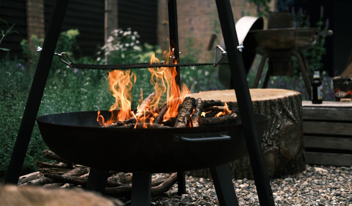 burning wood on fire pit