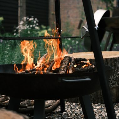 burning wood on fire pit