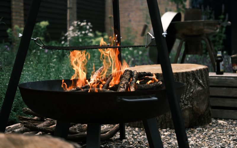 burning wood on fire pit