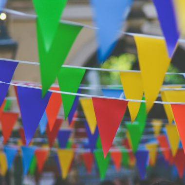 assorted-color pennants