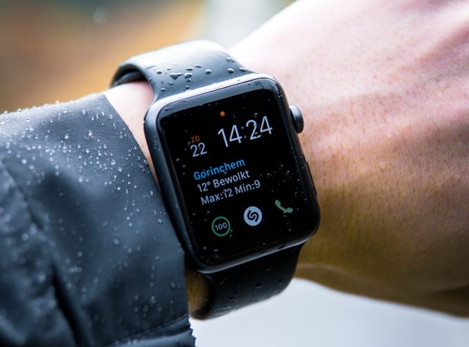 person wearing Apple Watch at 14:24
