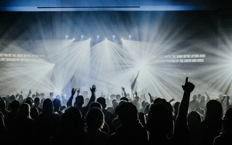 group of people watching concert