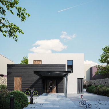 a building with bikes parked outside