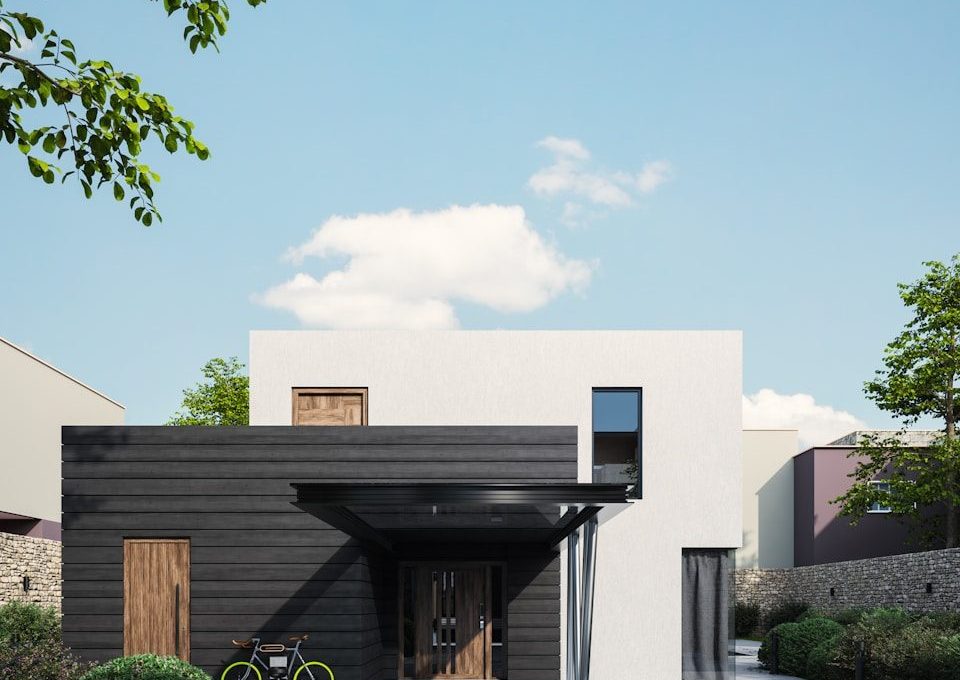 a building with bikes parked outside