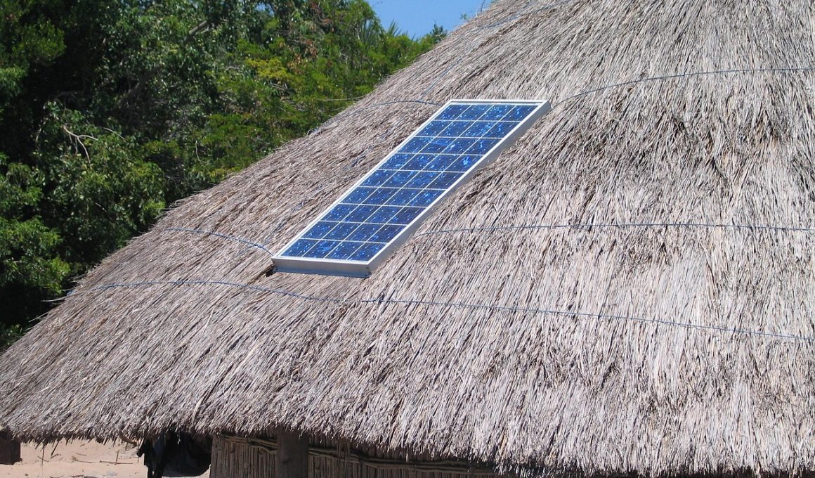 Zonnepanelen op een schuin dak van een Nederlandse woning in de zomer